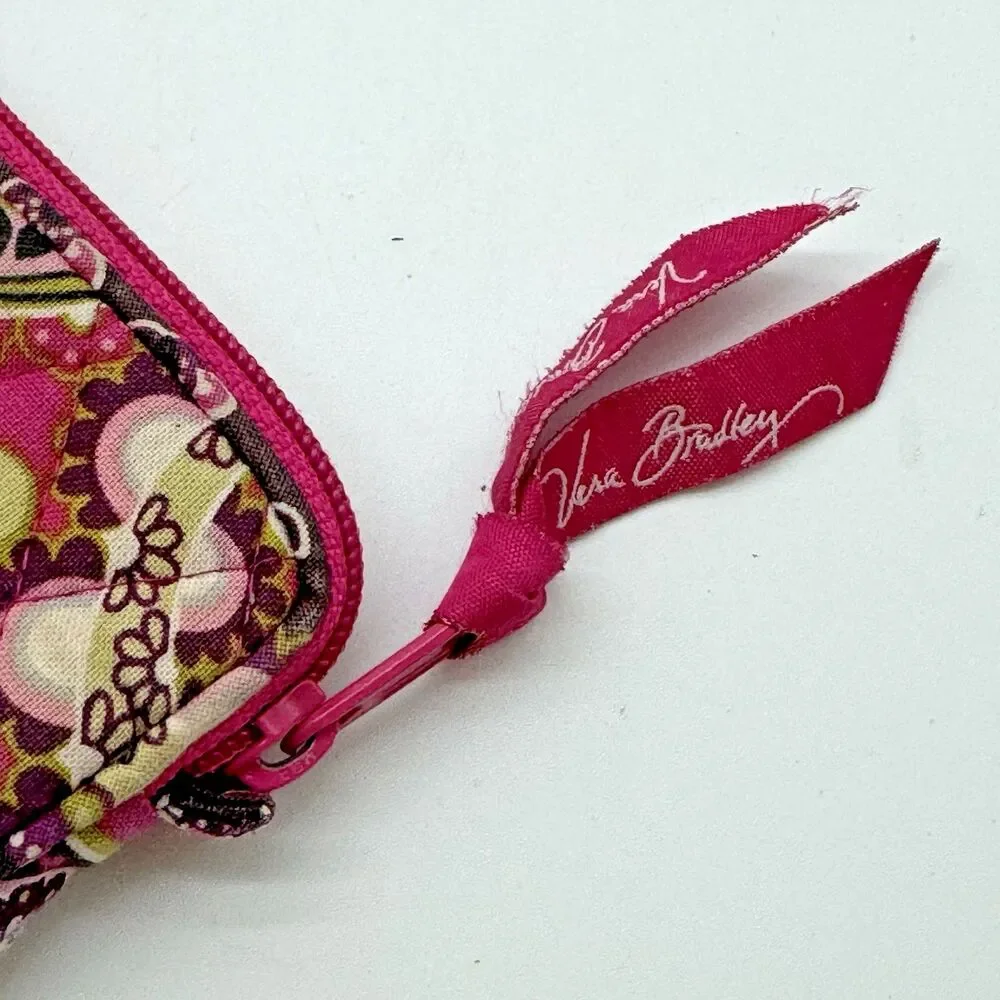 Vera Bradley Very Berry Paisley Zip Around Quilted Wallet Pink No Strap Retired - Picture 5 of 7